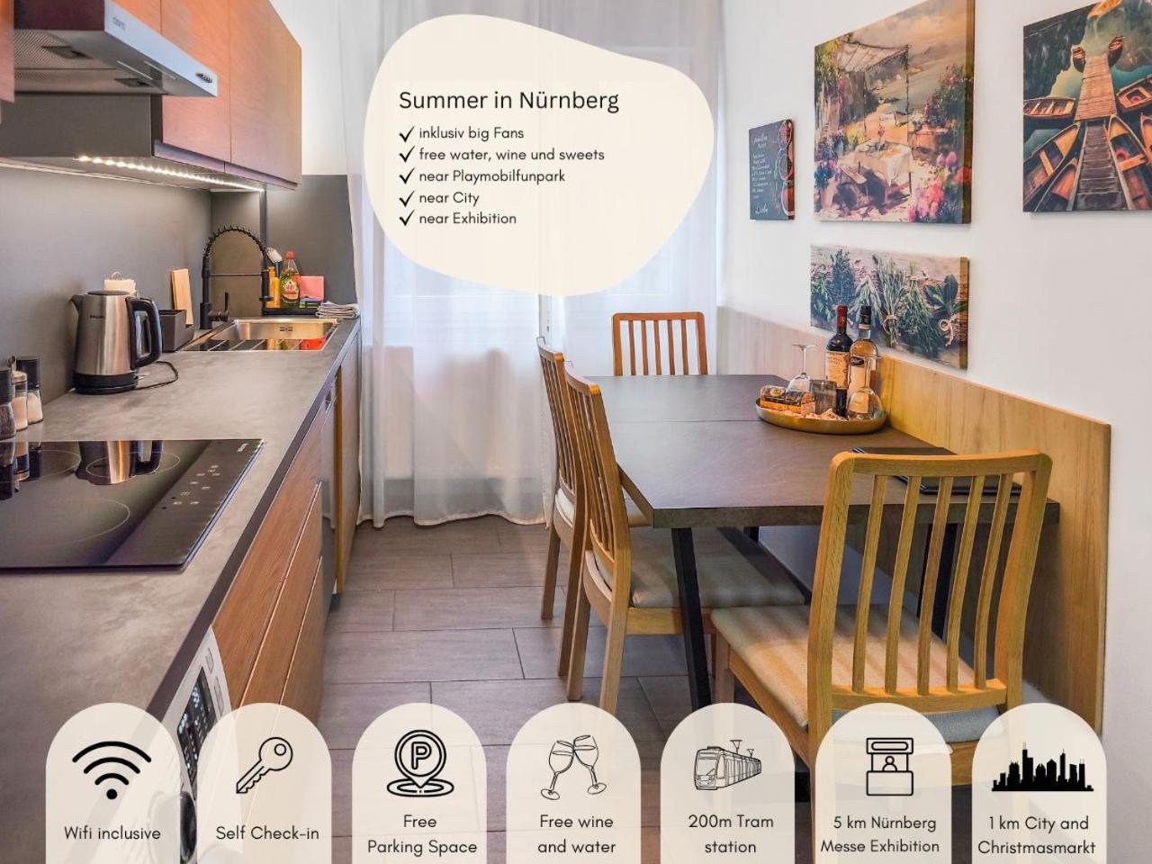 Falk Homes- Luxus Apartments, Ideal Fuer Geschaeftsreisende & Familien - Nahe Messe, Im Zentrum Nuernbergs Mit Balkon, Arbeitsplatz & Parkplatz, Inkl Grossen Ventilatoren, Handtuecher & Bettwaesche, Playmobilfunpark, Self Check-in